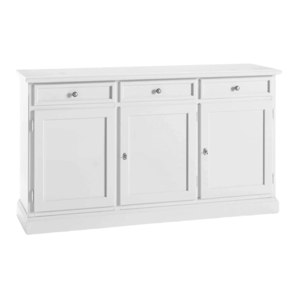 Madia credenza 3 porte arte povera laccato bianco sporco l.155  p.42 h.86 - Mobili 2G