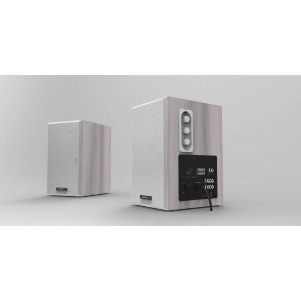 Casse acustiche preamplificate empire 64w bianco, supporto di montaggio a parete, 2 ingressi audio rca stereo - WB-64