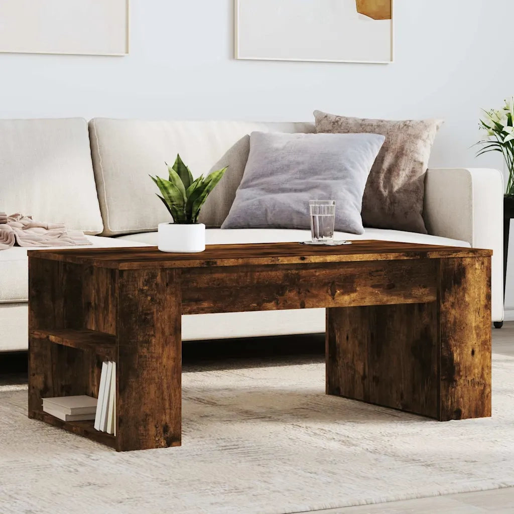 Tavolino da Salotto-Tavolino da soggiorno-Tavolo Rovere Fumo 102x55x42 cm Legno Multistrato 861533