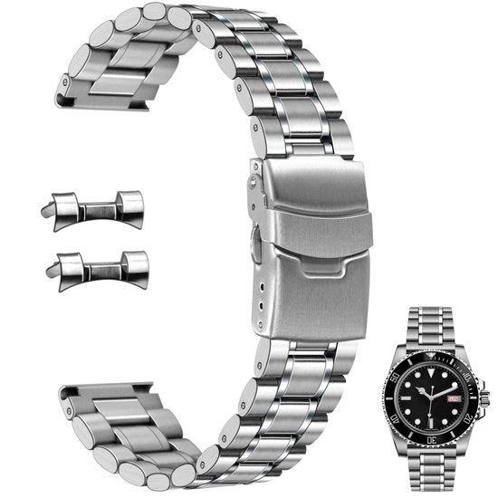 Cinturino orologio in acciaio inox 316L - resistentente all'usura - larghezza 20mm/22mm - cinturino di ricambio - cinturino metallico - rilascio rapido - doppia piegatura - cinturino orologio