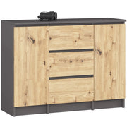 Cassettiera AKORD K100 Grigio Grafite 101 cm 2 ante 3 cassetti inserto frontale Quercia Artigiana 101x35x76 cm