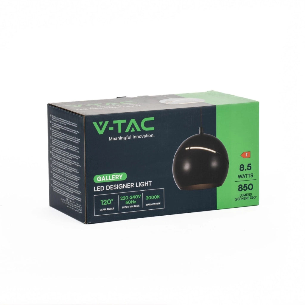Lampada a sospensione LED 3000K 8,5W nera V-TAC VT-7797