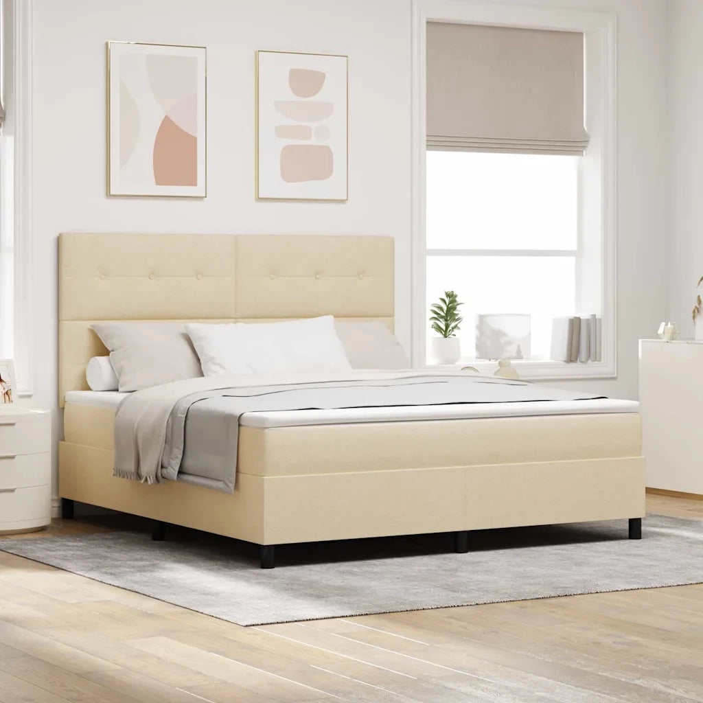 Letto a molle con materasso Crema 180 x 200 cm Tessuto 3339411