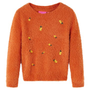 Maglione per Bambini Lavorato a Mano Arancione Bruciato 128cod mxl 108244
