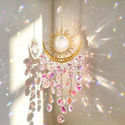 Decorazione per finestra gialla - Cristallo/Zonnevanger - Decorazione per finestra - Cattura luce - Ornamento decorativo - Altezza totale 38,5 cm