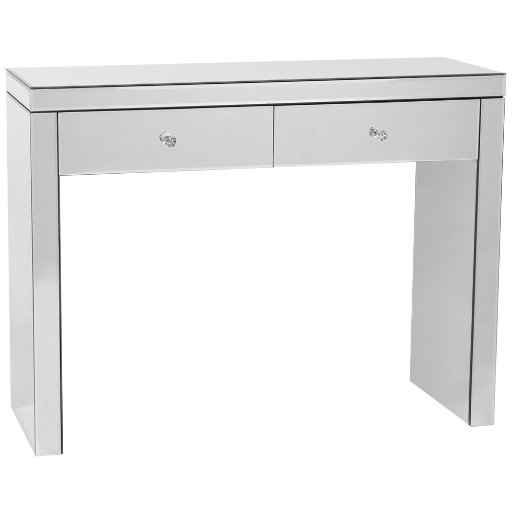 Consolle Vetro Argento 2 Cassetti Manopole Cristallo Modern Glam