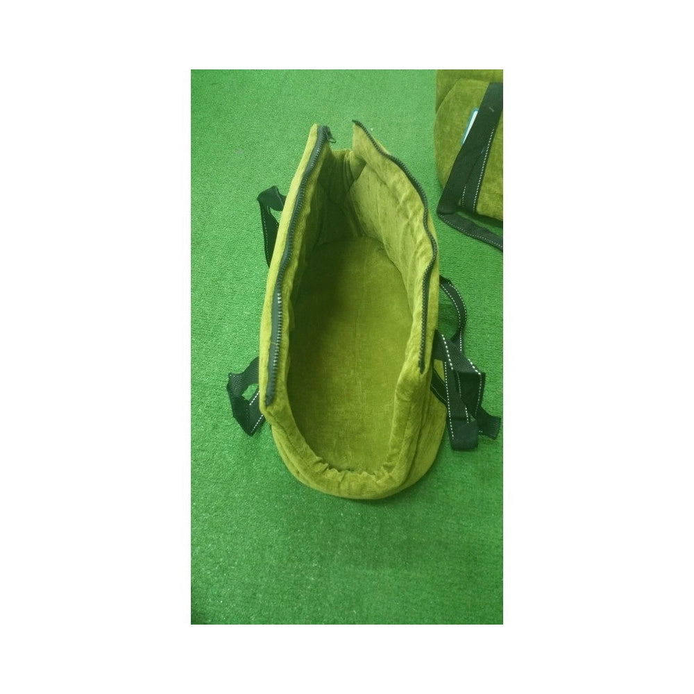 Trade Shop - Set 2 Pz. Verde Borse Travel Vellutino Trasportino Cane Gatto Crescita S M 38x22x22 - 44x27x26 Pet Family -