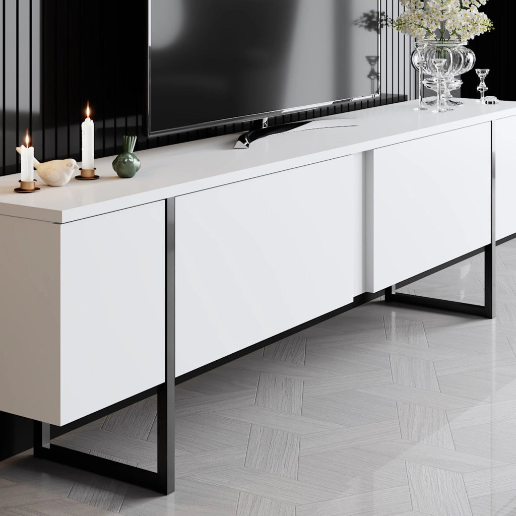Porta TV in legno "Luxe" - 180 x 30 x 50 cm - Bianco