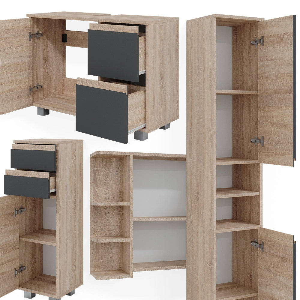 Vicco Set mobili bagno Sonoma 4 parti