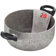 Trade Shop - Casseruola A Doppio Manico Nero Pentola Con Diametro Da 18-20-22-24 Cm Antiaderente Cucina -    -20 Cm   -
