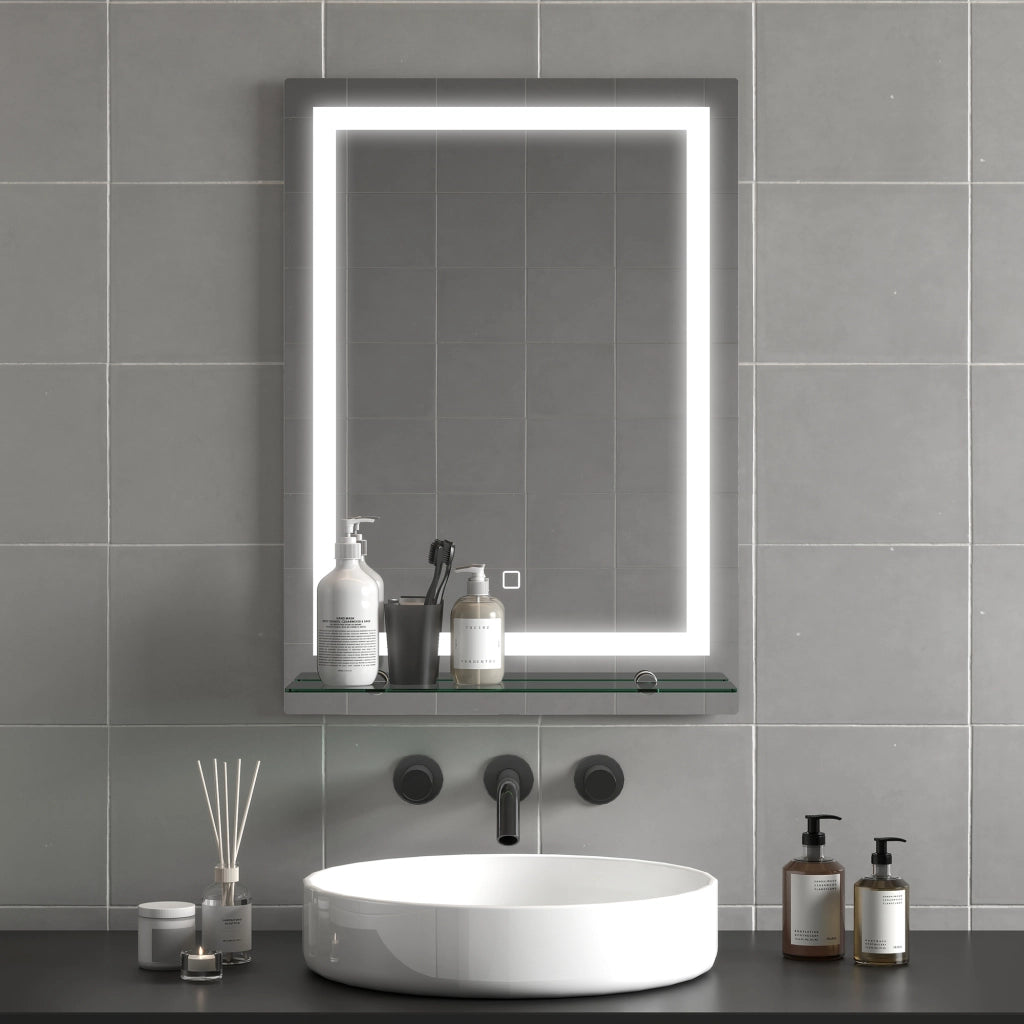 Specchio LED Bagno Dimmabile Antiappannante Touch ¨C zephmum ¨C Argento 50x70 cm