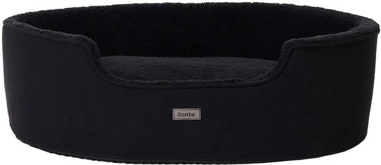 Letto per cani con cuscino rovesciabile e copertura lavabile, cesta per cani e gatti fissa con piedini antiscivolo, 83 x 63 cm, letto per cani e gatti con imbottitura in velluto, nero