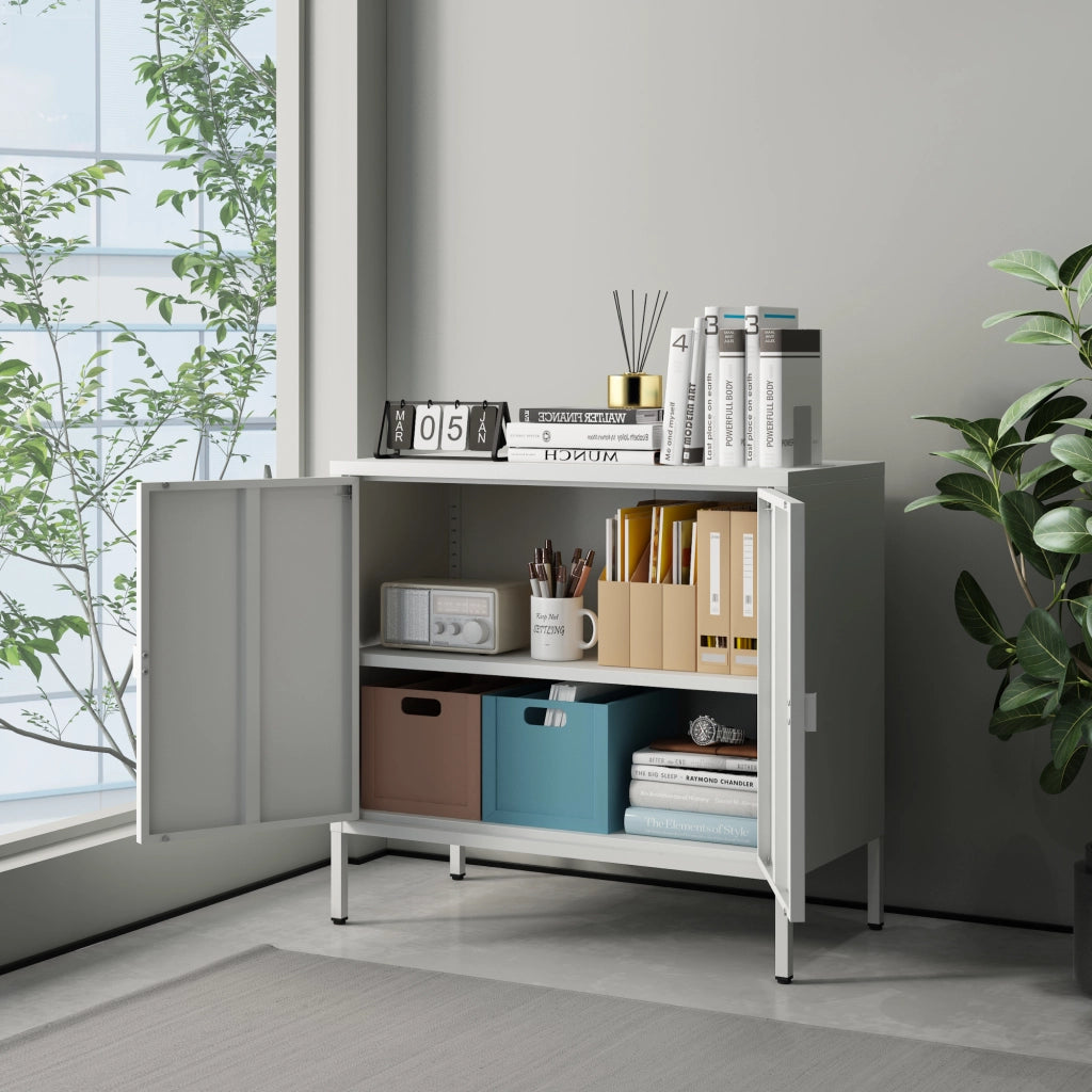 Armadio da Ufficio Hailuoto per Archivio 75 x 80 x 40 cm Acciaio Grigio chiaro [en.casa]
