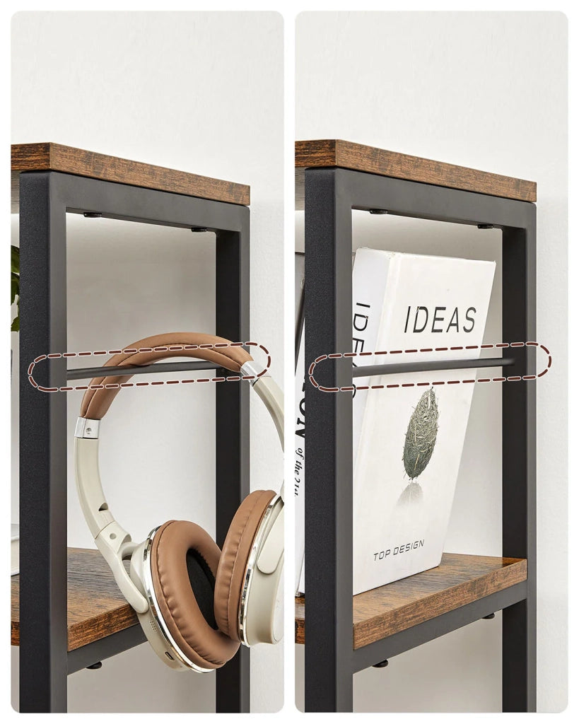 Libreria a 6 ripiani 30 x 120 x 1725 cm stile industriale per soggiorno ufficio balcone cucina marrone 12_0004184