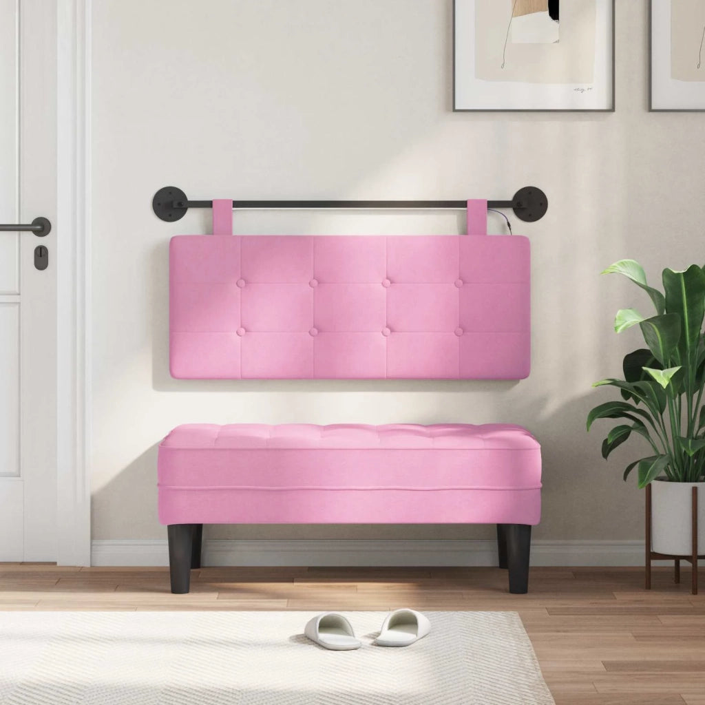 Testiera | Testata sospesa Con luce LED Rosa Tessuto