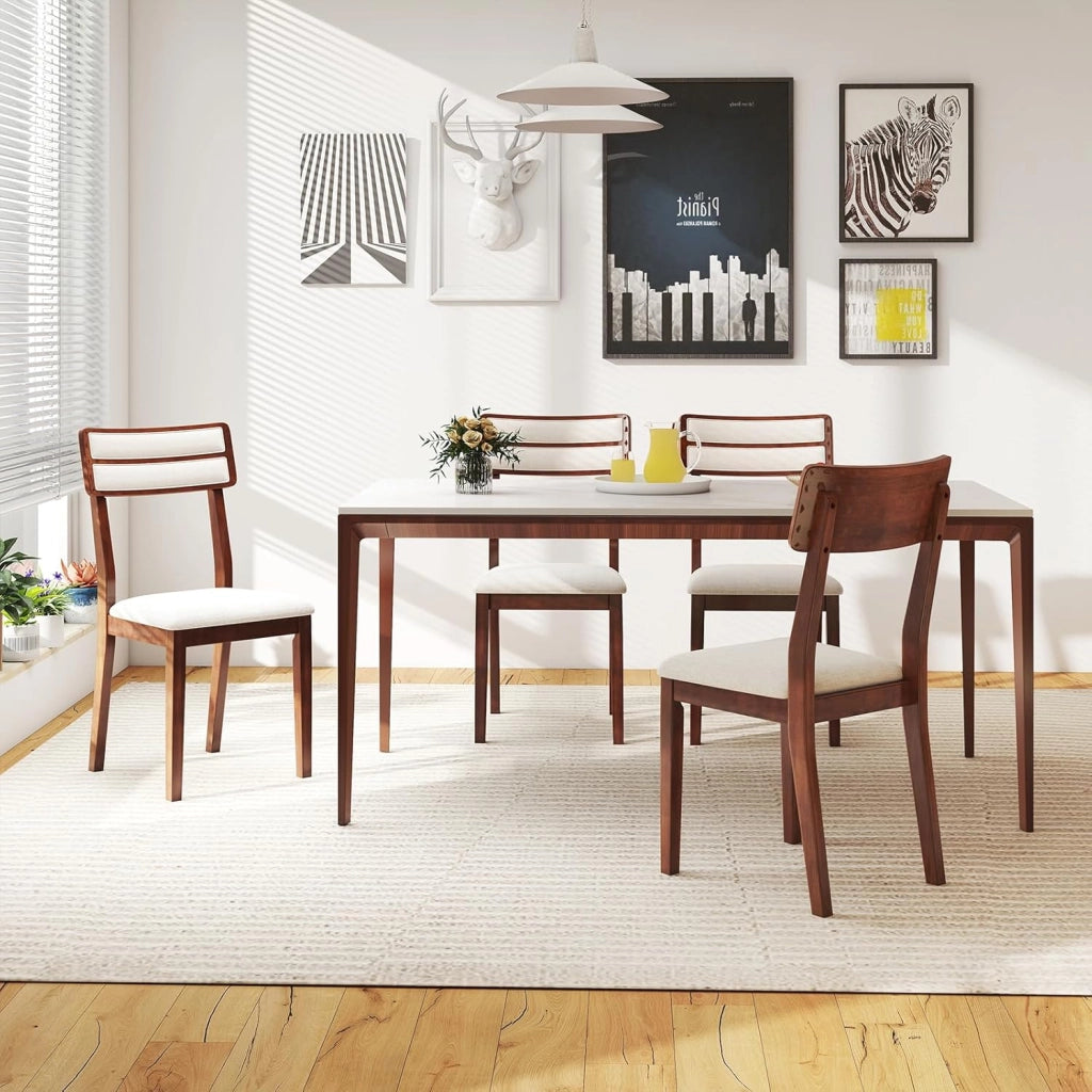 Set di 2 sedie da pranzo, sedie da cucina con seduta tappezzata, schienale alto, gambe in legno di gomma, per soggiorno, portata fino a 180 kg, 45 x 51 x 89 cm (Nogal)