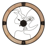 Orologio da Muro Couple Ø 60x3 cm in Ferro e Legno