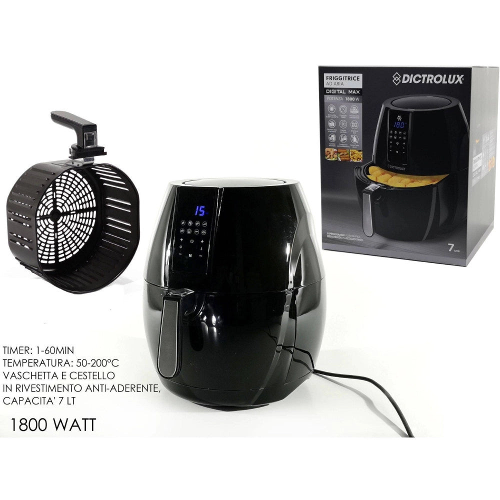 Trade Shop - Friggitrice Aria Calda Digitale Senza Olio Airfryer 7 Lt Frigge Cuoce 1800w -