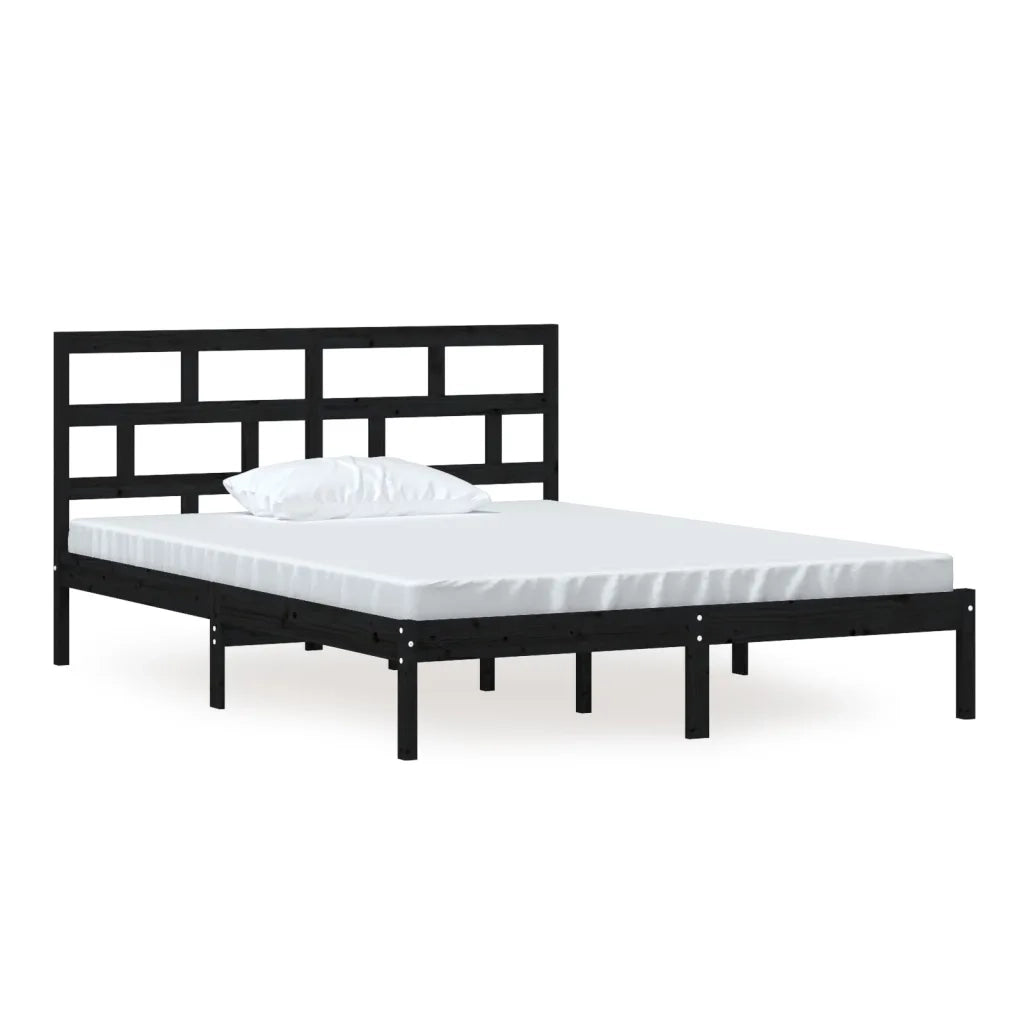 Giroletto-Struttura Letto Nero 150x200 cm King in Legno Massello