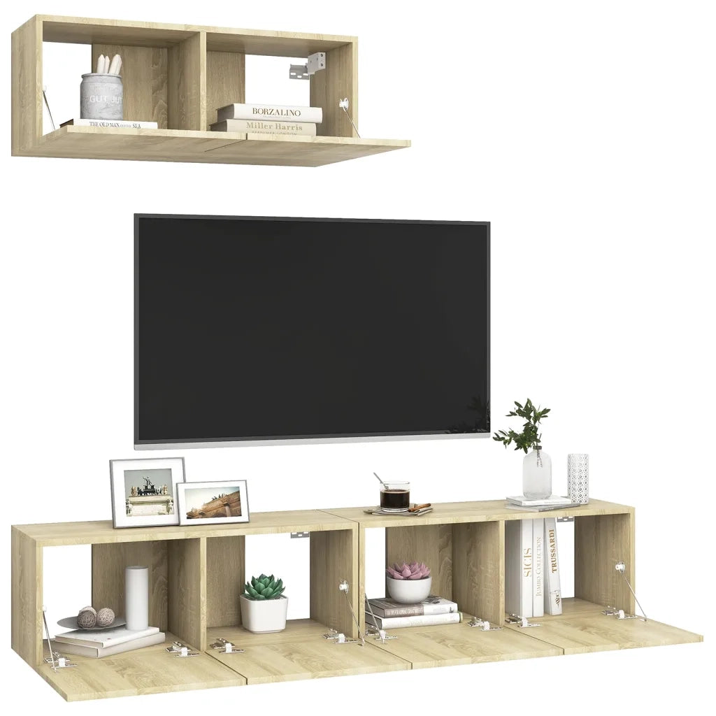 Mobili Porta TV 3 pz Rovere Sonoma in Legno Multistrato 3079016