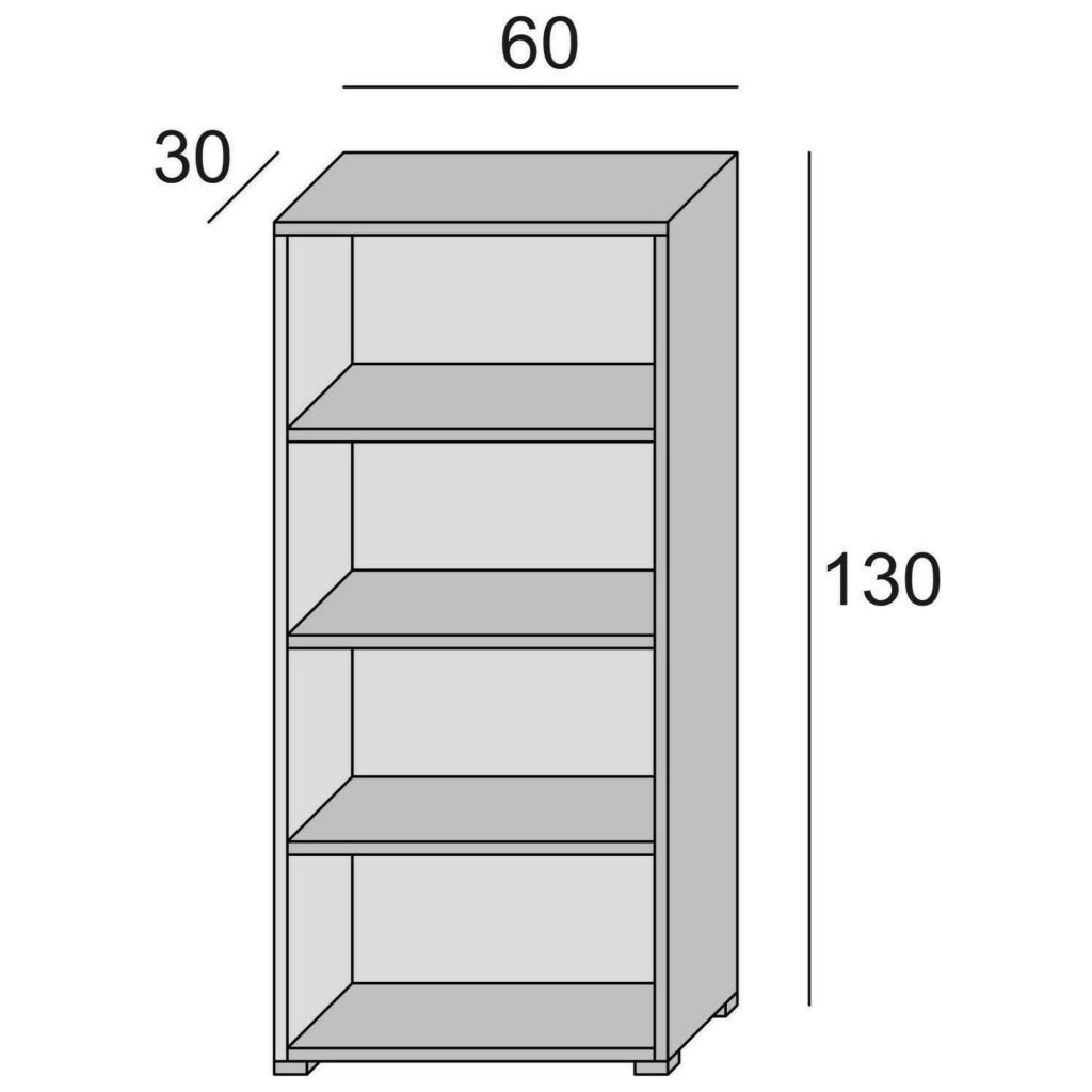 Biblioteca Aky, Libreria 3 Ripiani Made in Italy, 60x30x130h cm Bianco