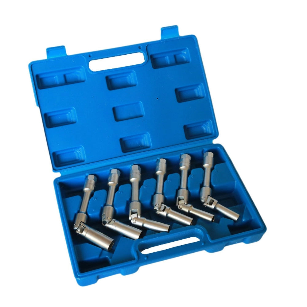 Trade Shop - Kit 6 Chiavi Bussola Snodate Per Candelette Auto Diesel Da 8 A 16 Mm 3/8" 160mm -