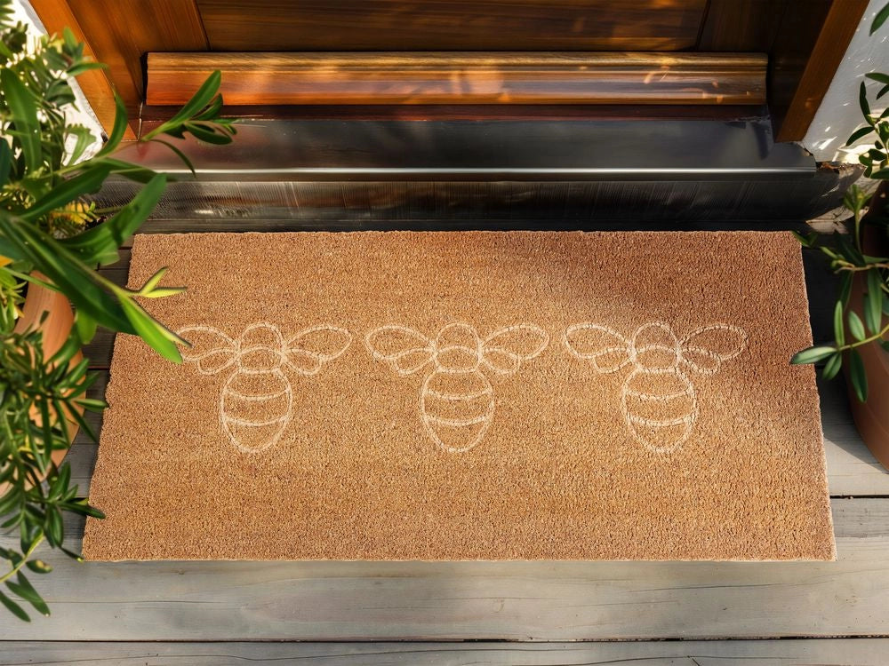Zerbino in fibra di cocco naturale con fondo in PVC antiscivolo 55 x 120 cm Testo della casa Motivo moderno per interni