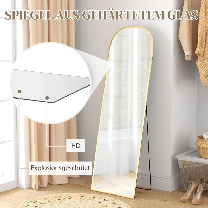 Specchio da terra, specchio a figura intera, specchio grande, design moderno, 50 cm x 1,5 cm x 161,5 cm, oro