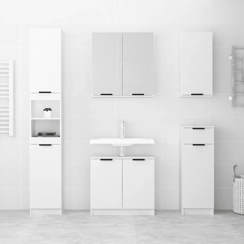 Armadietto da Bagno Bianco 32x34x188,5 cm in Legno Multistrato 811322