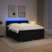 Letto con Box Spring, Materasso e LED Nero 140 x 200 cm Velluto 3452188
