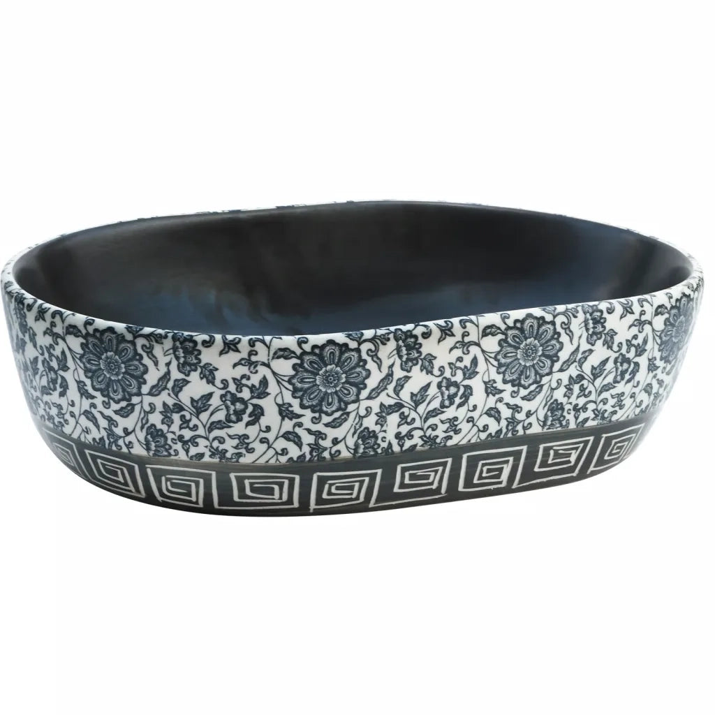 Lavabo da Appoggio Nero e Blu Ovale 47x33x13 cm Ceramica CFW8016953