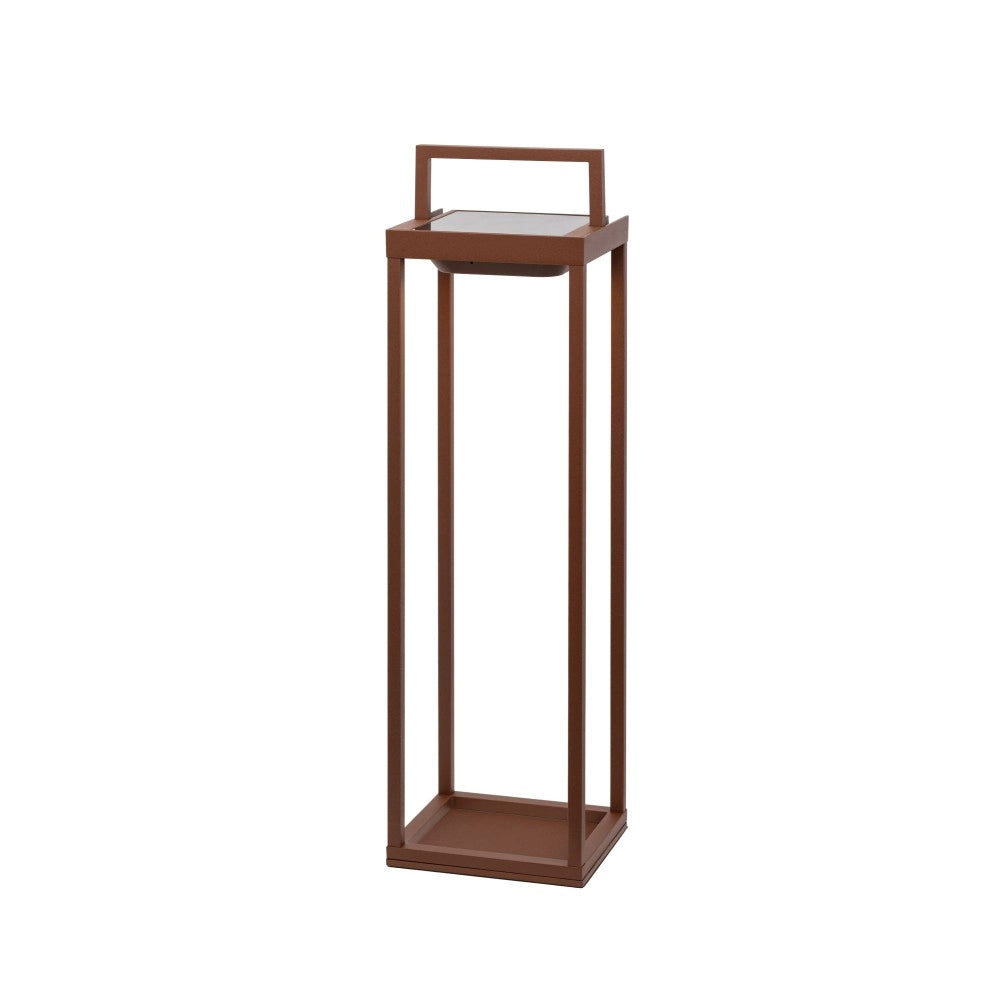 Zafferano - Lanterna Home solar 2 a led 56,4cm - Lampada da parete e da tavolo 2W con batteria e sensore crepuscolare - Corten