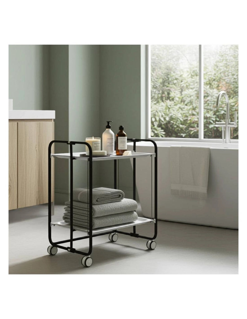 Carrello da cucina pieghevole nero con ruote BAUHAUS 2 ripiani