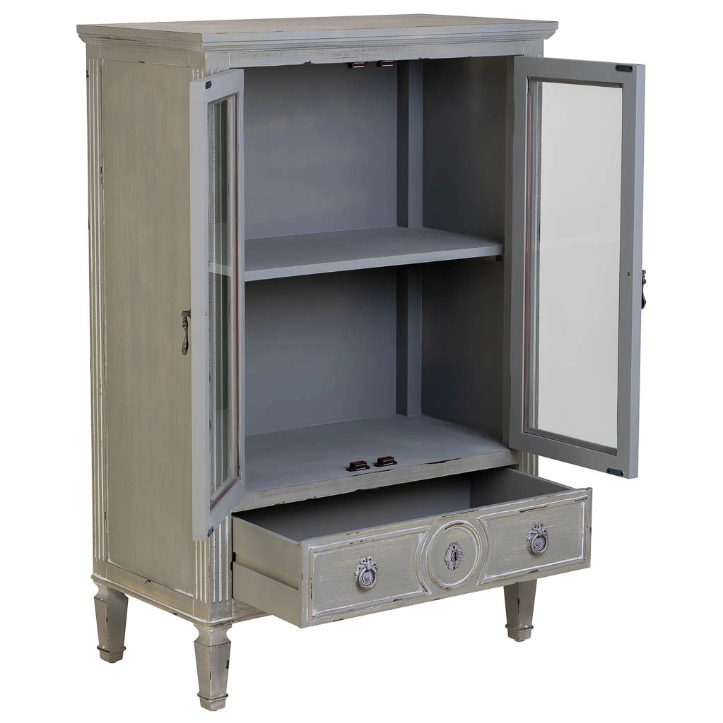 Vetrina in legno con un cassetto grigio 80x42x120h cm