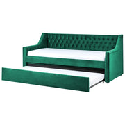 Letto da Giorno Estraibile in Velluto di colore verde con Rete a Doghe stile glamour