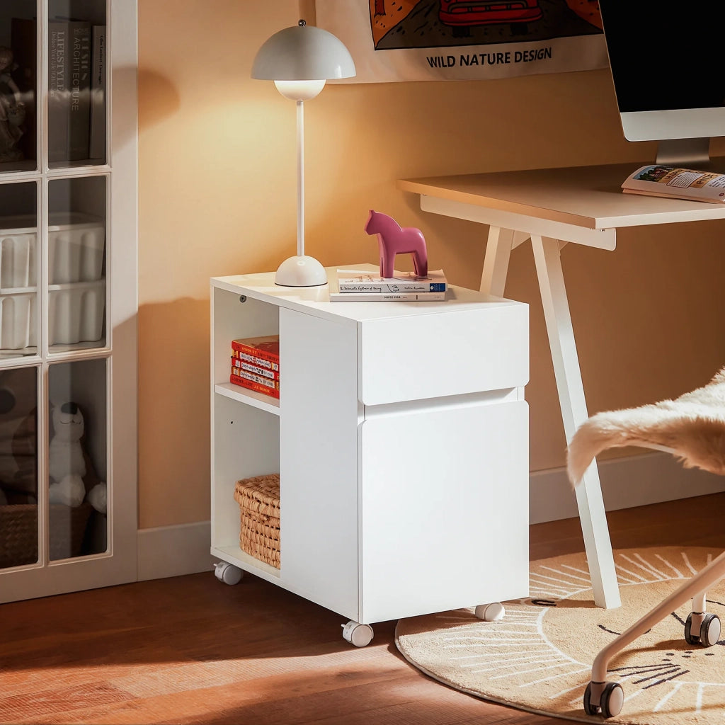 SoBuy Carrello Portaoggetti Supporto multifunzione per stampante e classificatore Armadio da ufficio Bianco 58x35x59cm ASK05-W