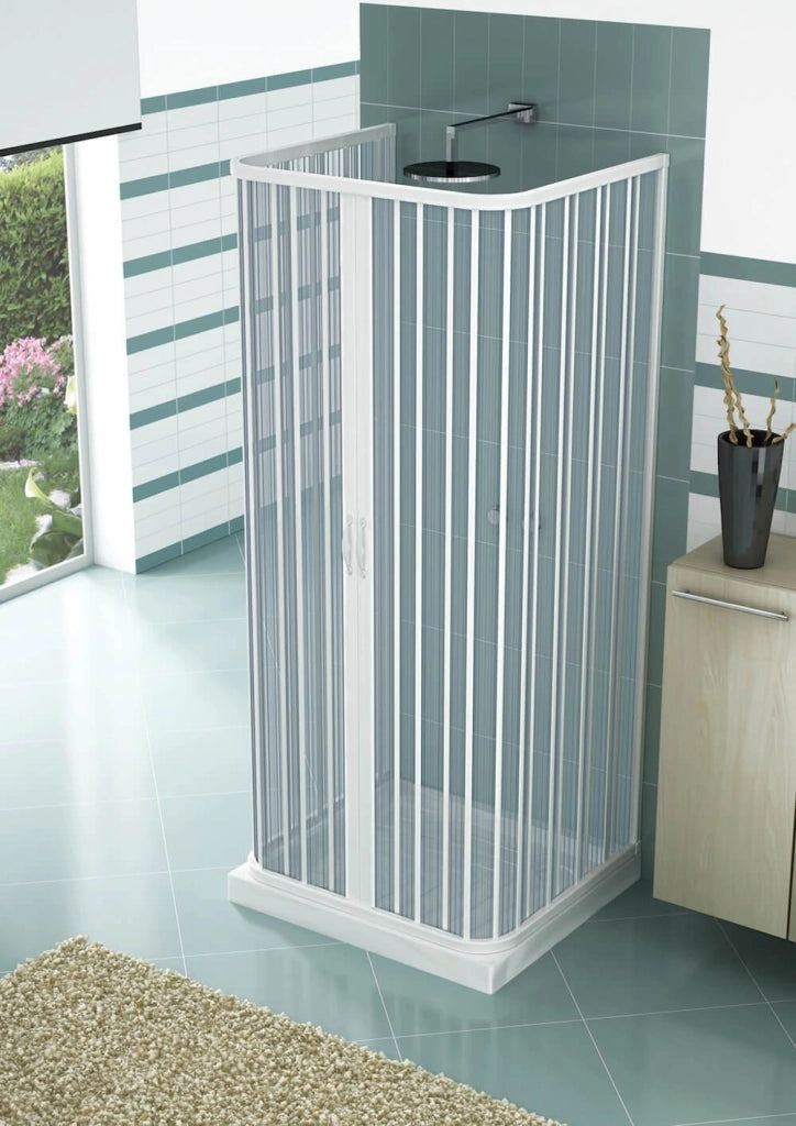 Box Doccia 3 Lati 70x100x70 cm 2 Ante a Soffietto in PVC H185 Caldoni Mars Bianco