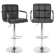 Set Sgabelli Cucina Seduta Pelle Imbottita Sgabello con Braccioli Casa Bar Nero