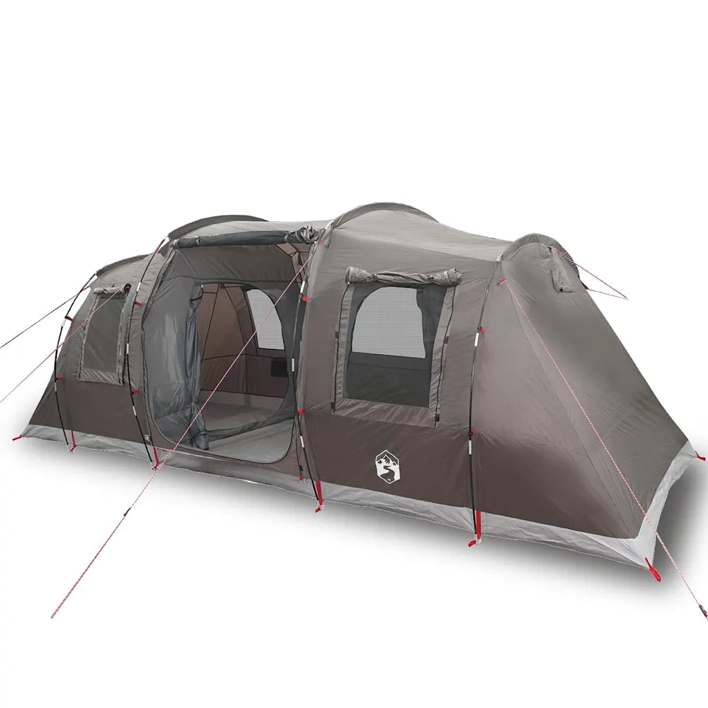Tenda da Campeggio a Tunnel per 4 Persone-Tenda per Escursionismo Marrone Impermeabile
