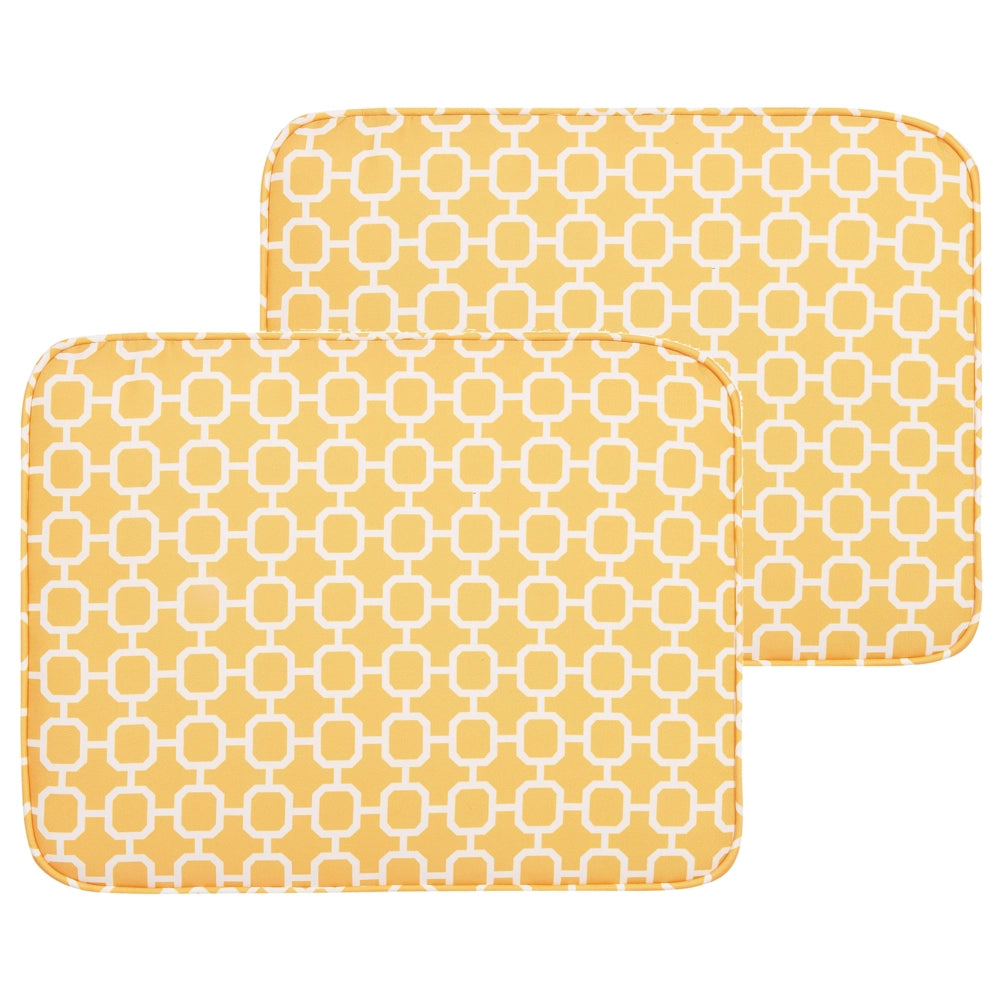 Set di 2 cuscini per sedili da esterno giallo con motivo geometrico legato con corde resistenti ai raggi UV