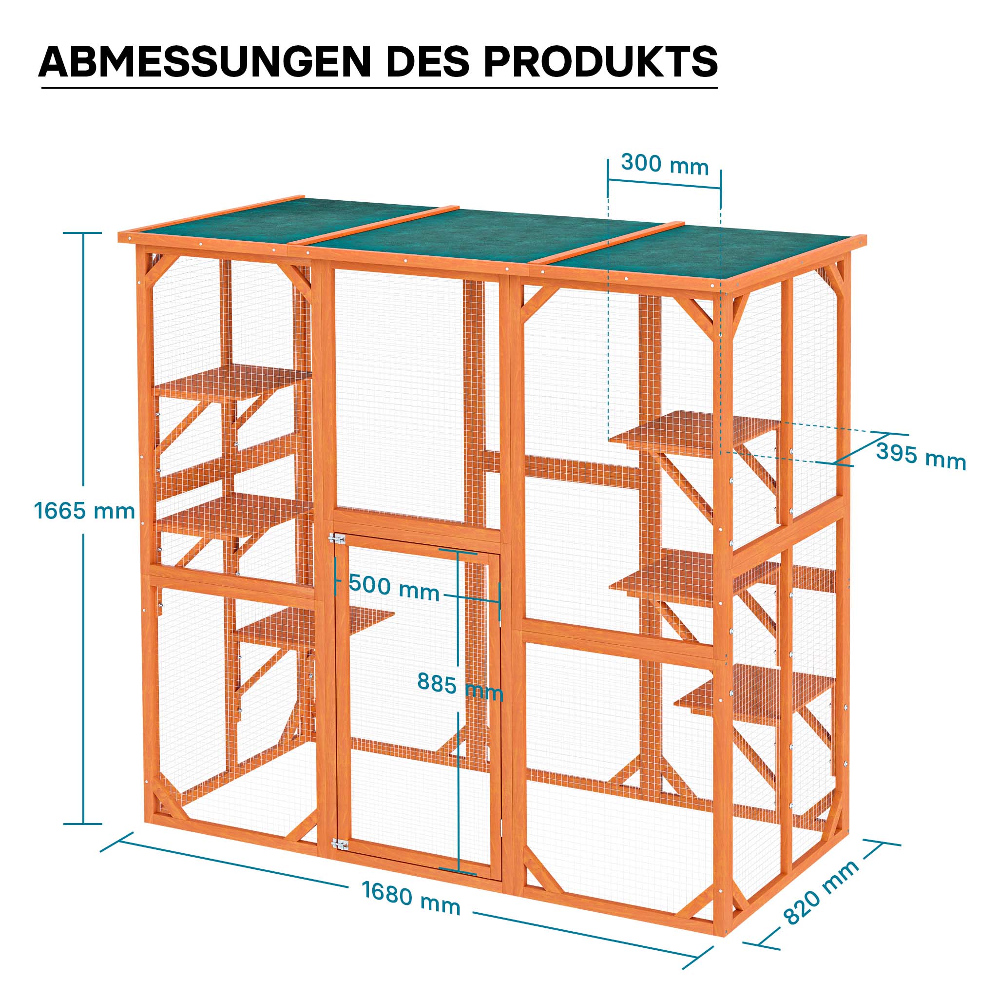 Recinto per gatti da esterno resistente alle intemperie 168 x 82 x 166,5 cm 6 piattaforme Parco Gabbia