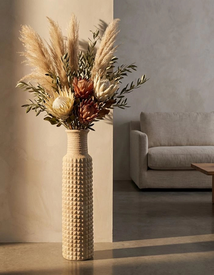 Vaso da Esterno Sand Ø28x110 cm in Resina Beige