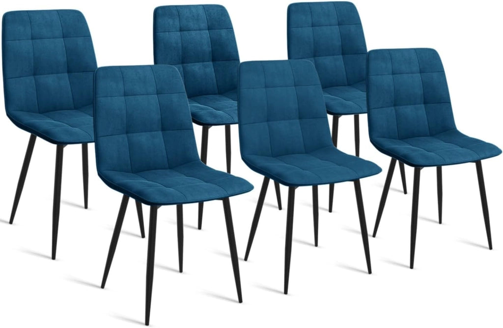 Set di 6 sedie da pranzo in velluto blu MILA