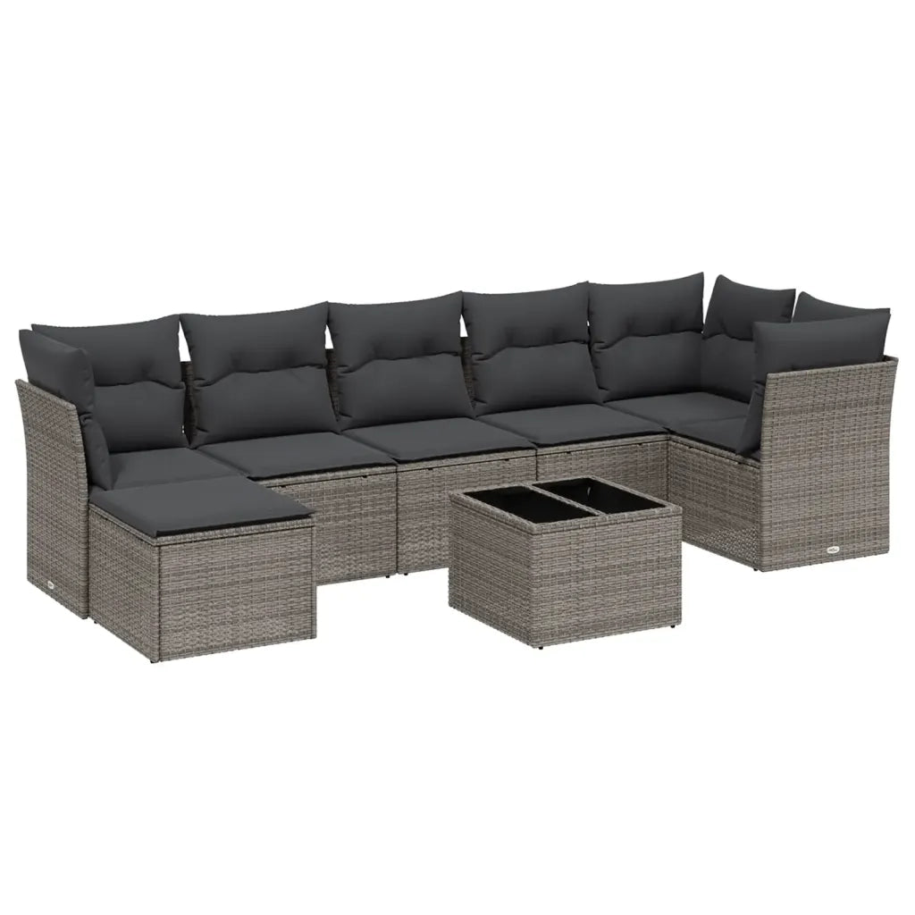 Set Divano da Giardino 8pz con Cuscini Grigio Chiaro Polyrattan 3263208