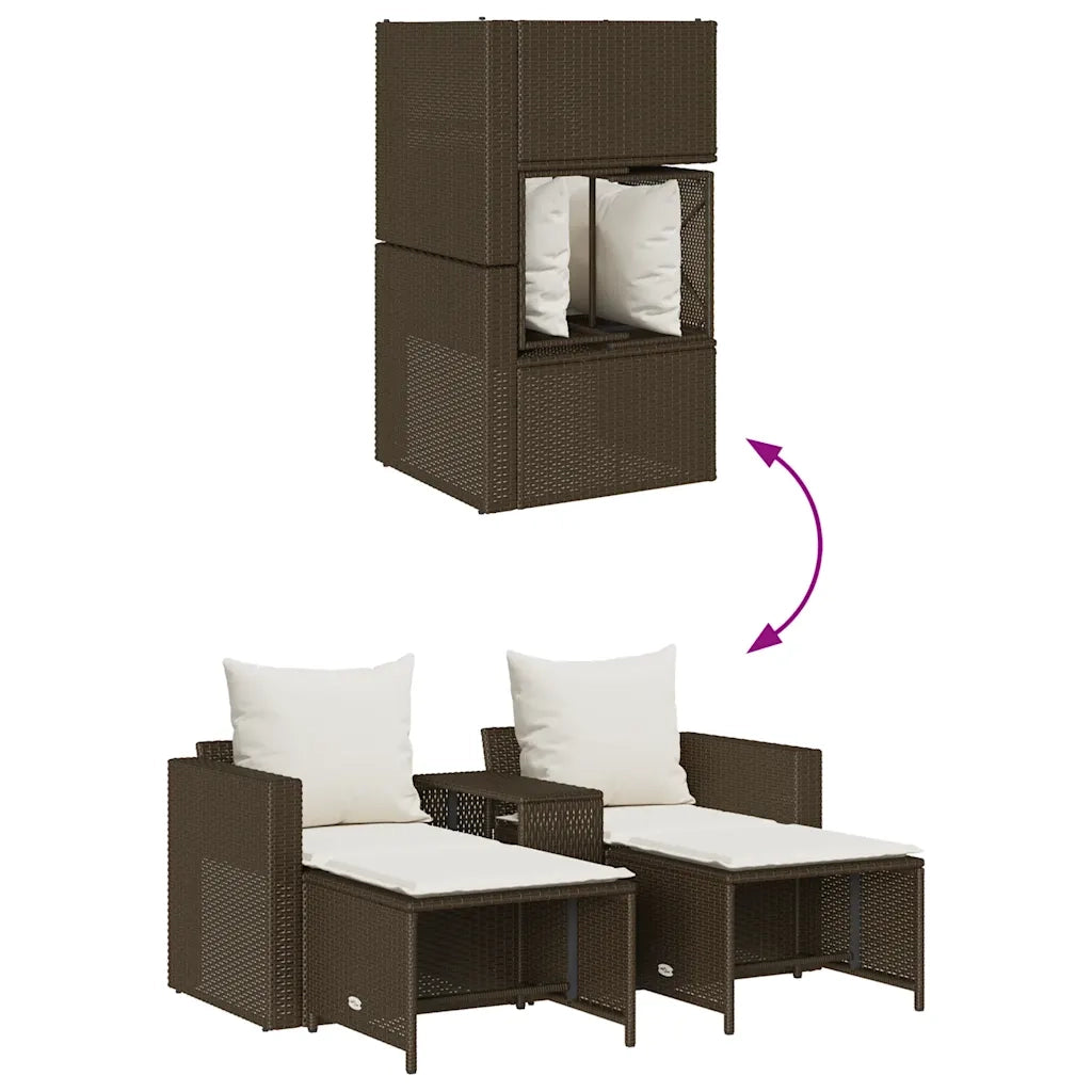 Set Divano da Giardino 5 pz con Cuscini-Sofa da Giardino-Divanetto da esterno Marrone in Polyrattan 149986