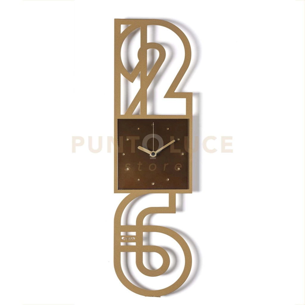 orologio da parete di design neville Oro laccato/caramello industrial in Ferro 20x70h cm