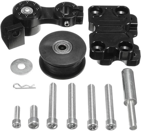 Regolatore automatico universale per motorcross, chopper e ATV con ruota e catena spannatura CNC in alluminio.
