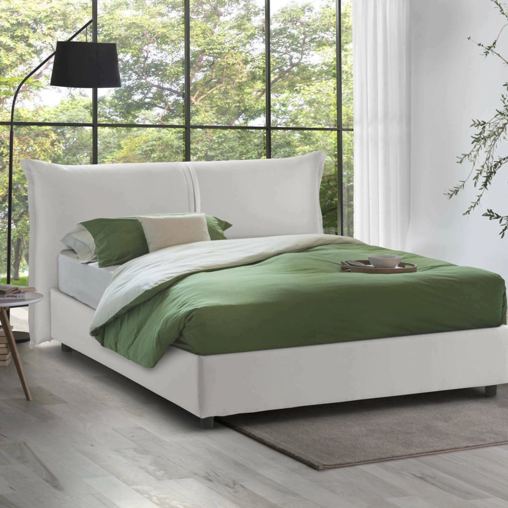 Letto Matrimoniale Abarat, Letto Matrimoniale Sfoderabile Made in Italy, Bianco