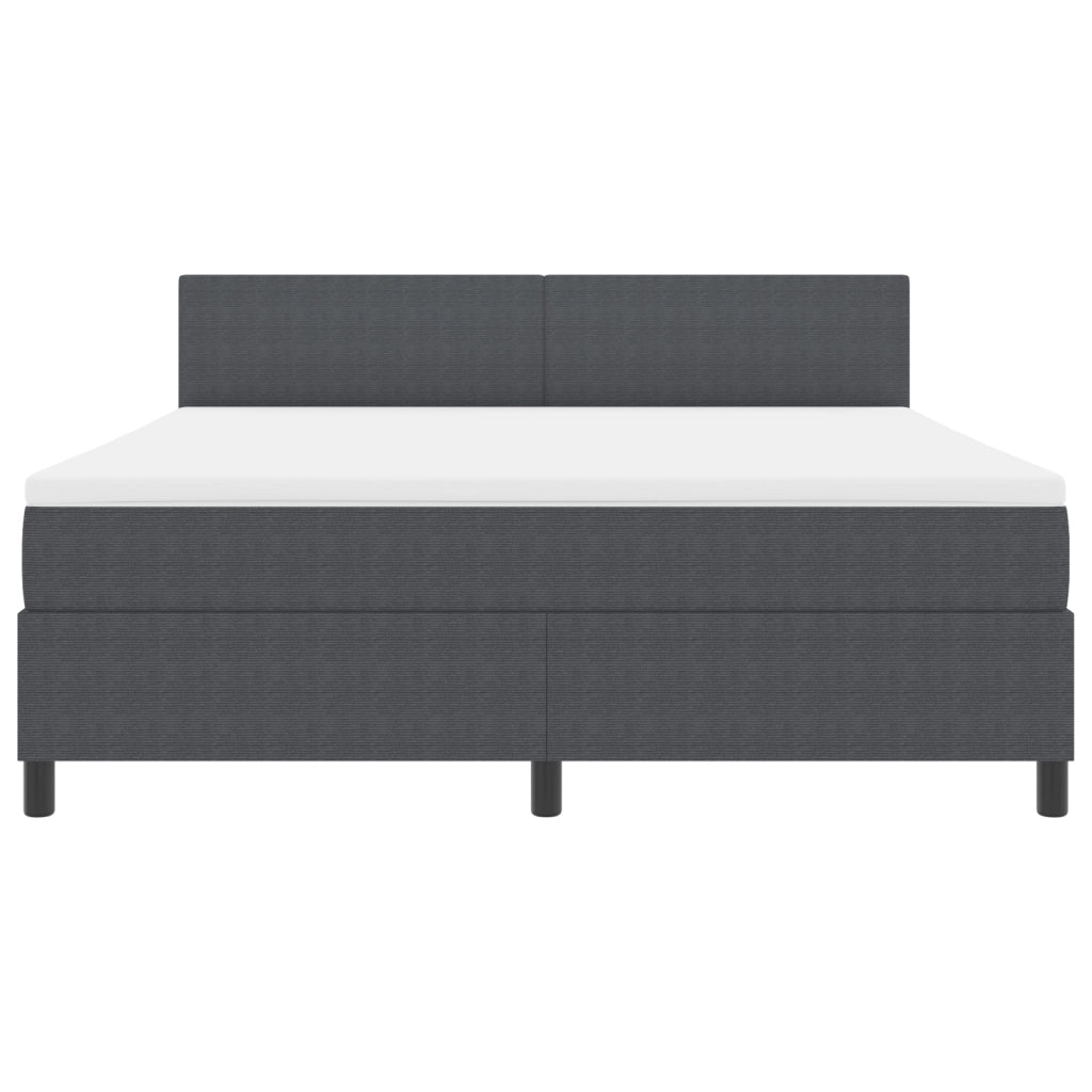 Letto con Rete a Molle con Materasso & Luce LED Grigio Scuro Tessuto in Corduroy