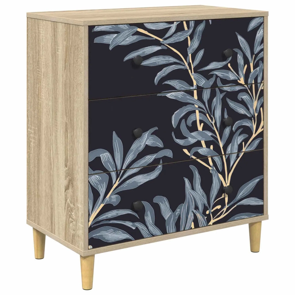 Cassettiera DOKKUM Stampa blu di felce 66 x 36,5 x 75 cm Sonoma 8007357